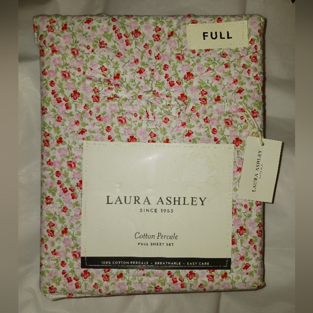Laura Ashley Emogene Pink Floral Cotton Percale Sheet Set